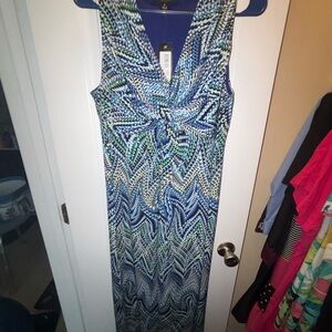 Expo Blue Sleeveless V-Neck Sheath Maxi Dress - NWT